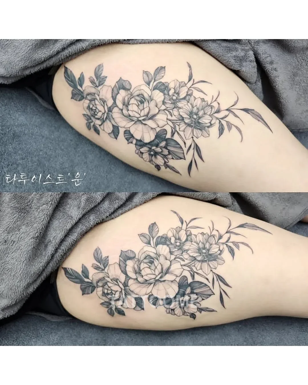 허벅지 꽃타투 - tattooist_un 9