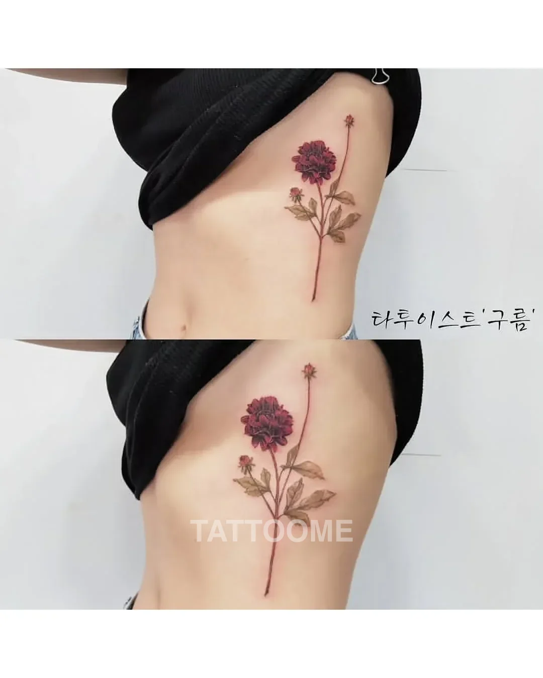 옆구리 탄생화타투 - tattooist_gurum_ 3