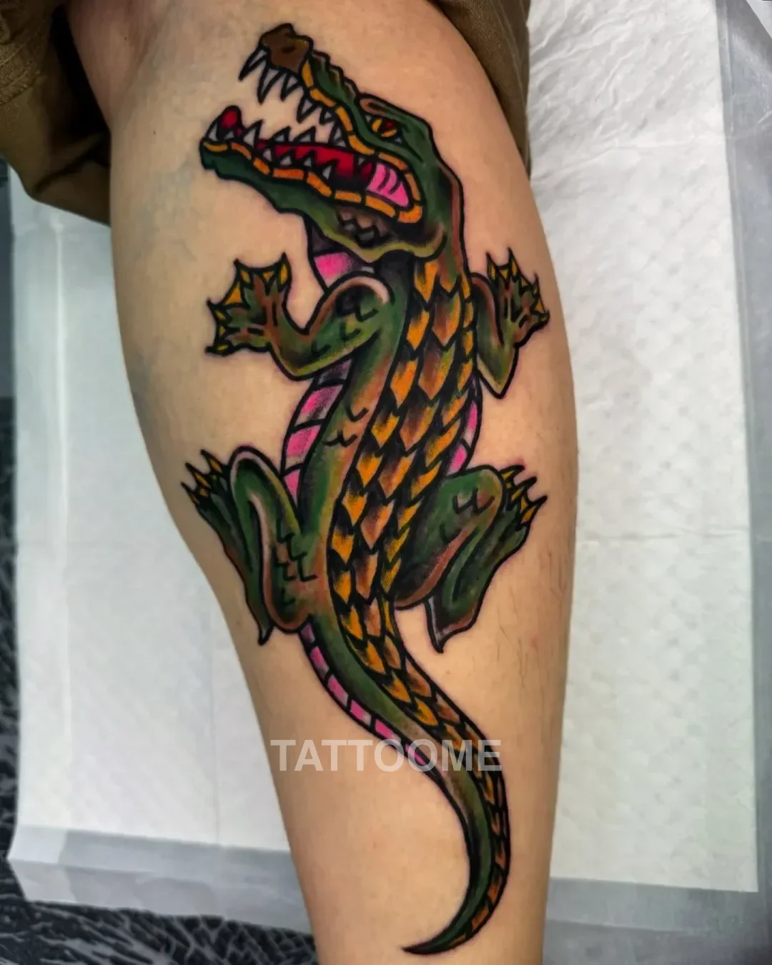 올드스쿨 악어 - joojoobean_tattoo