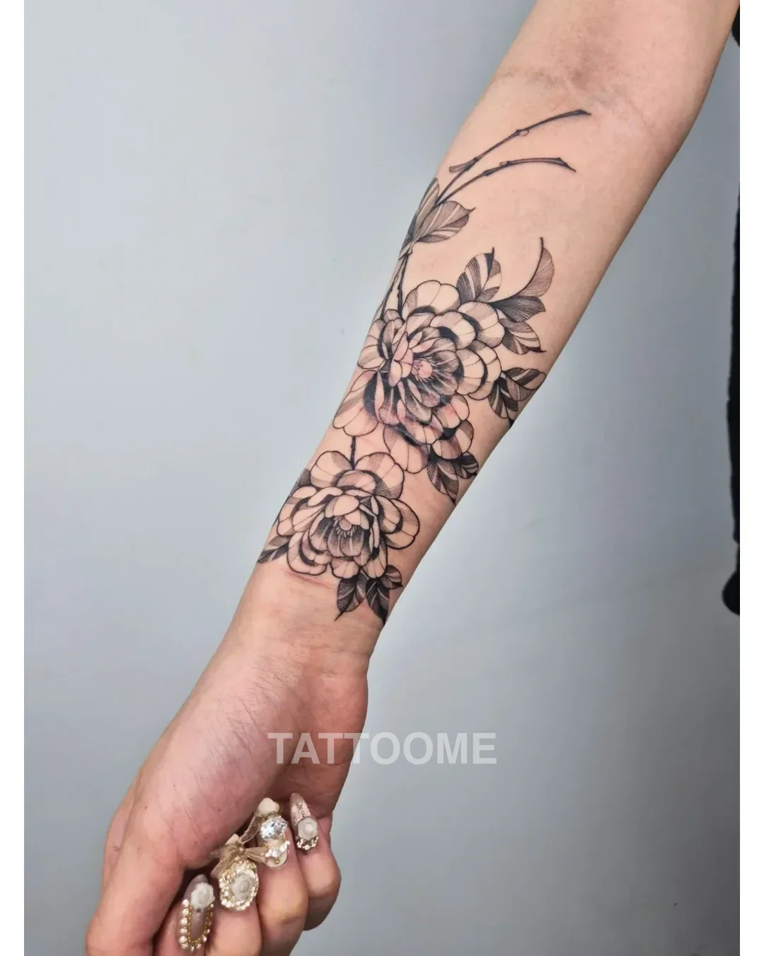 블랙워크 팔 하박 꽃 - tattoo_soun 2