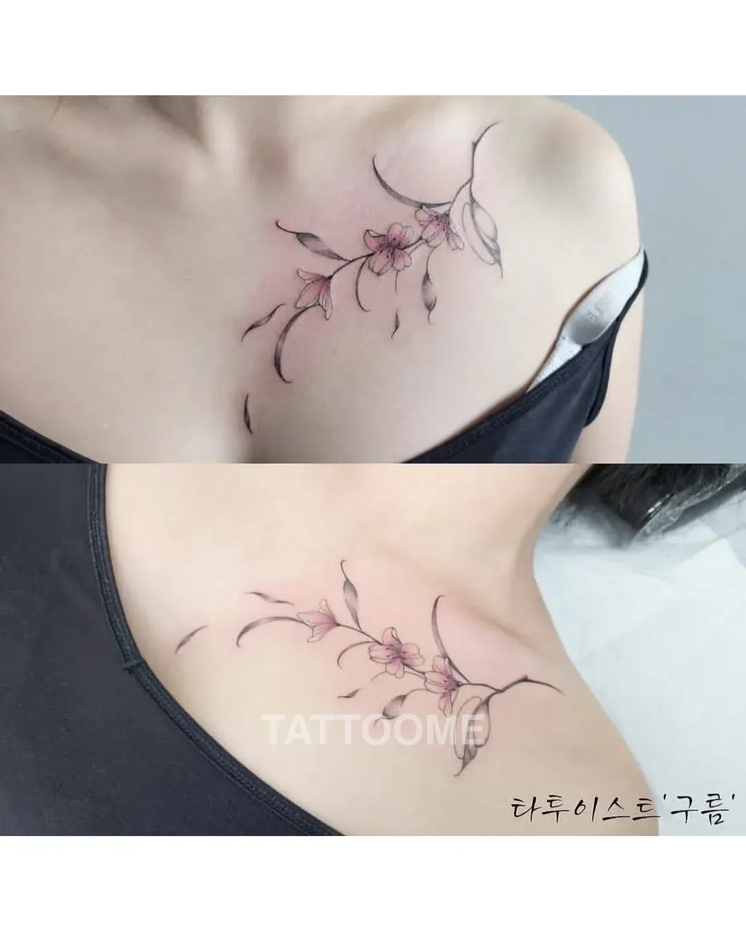 쇄골 꽃타투 - tattooist_gurum_ 1