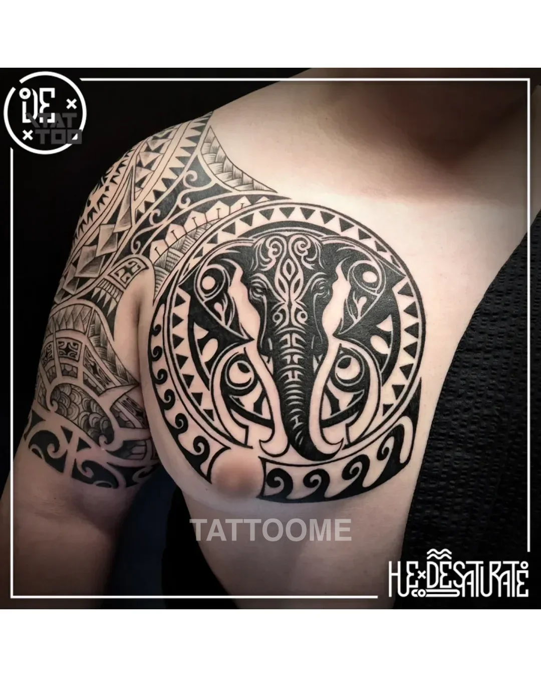 폴리네시안 가슴반팔4 - hue_tatt
