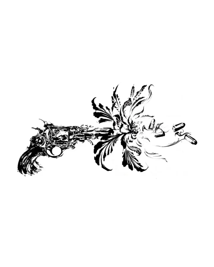 블랙워크 도안 권총&꽃2 - bancsi_tt