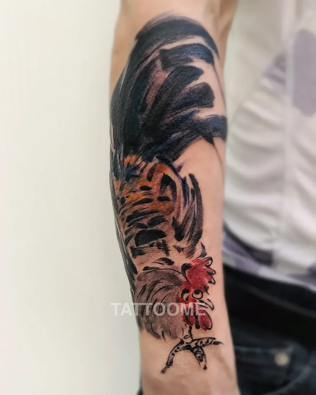 블랙워크 동양화 문인화 장닭 팔 커버업 - onsil.ink 9