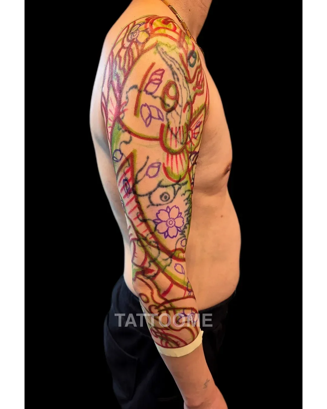 칠부 커버업 컬러 비단잉어 커버업 전/후 - tattooist_yuye 커버업 전