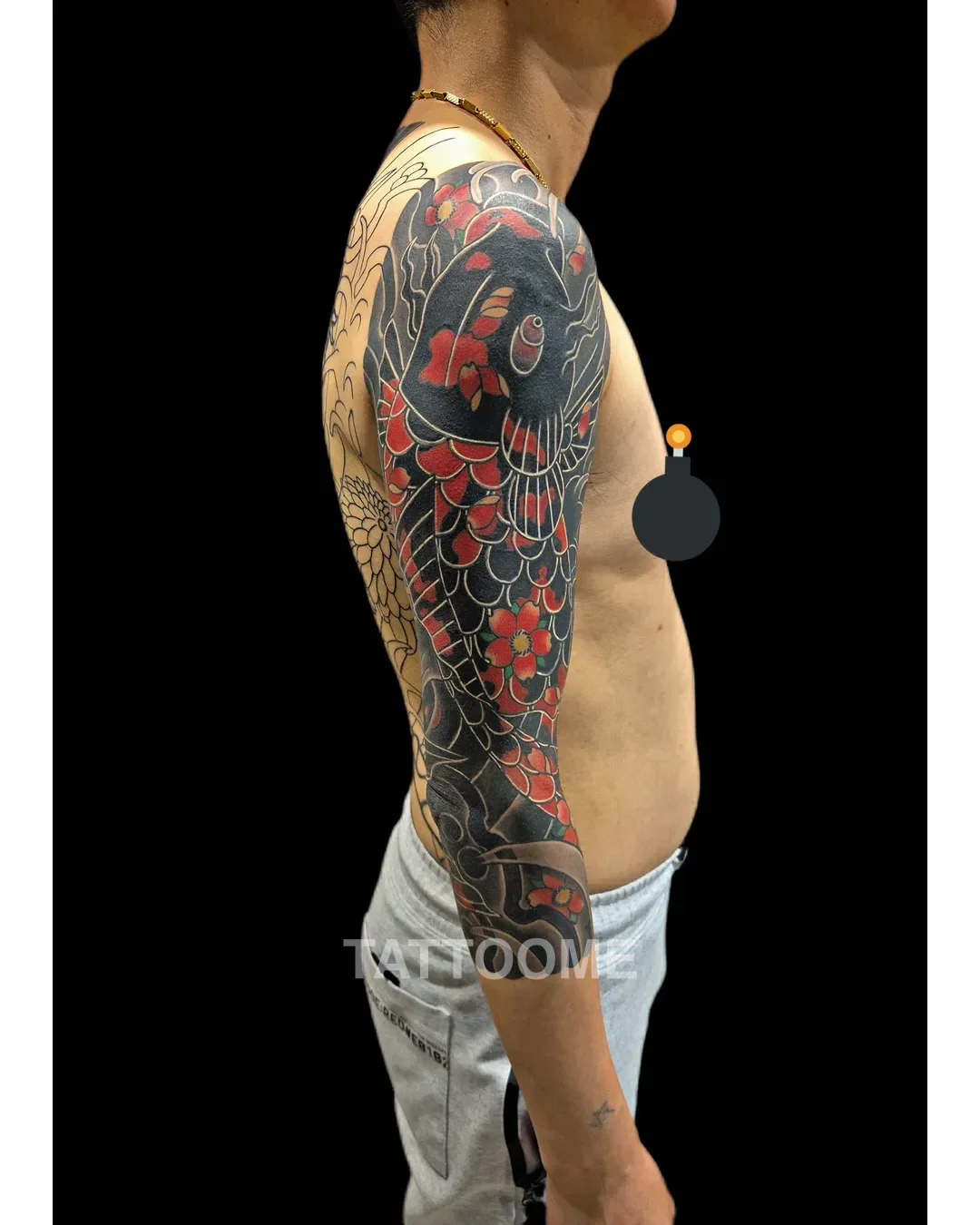칠부 커버업 컬러 비단잉어 커버업 전/후 - tattooist_yuye 커버업 후