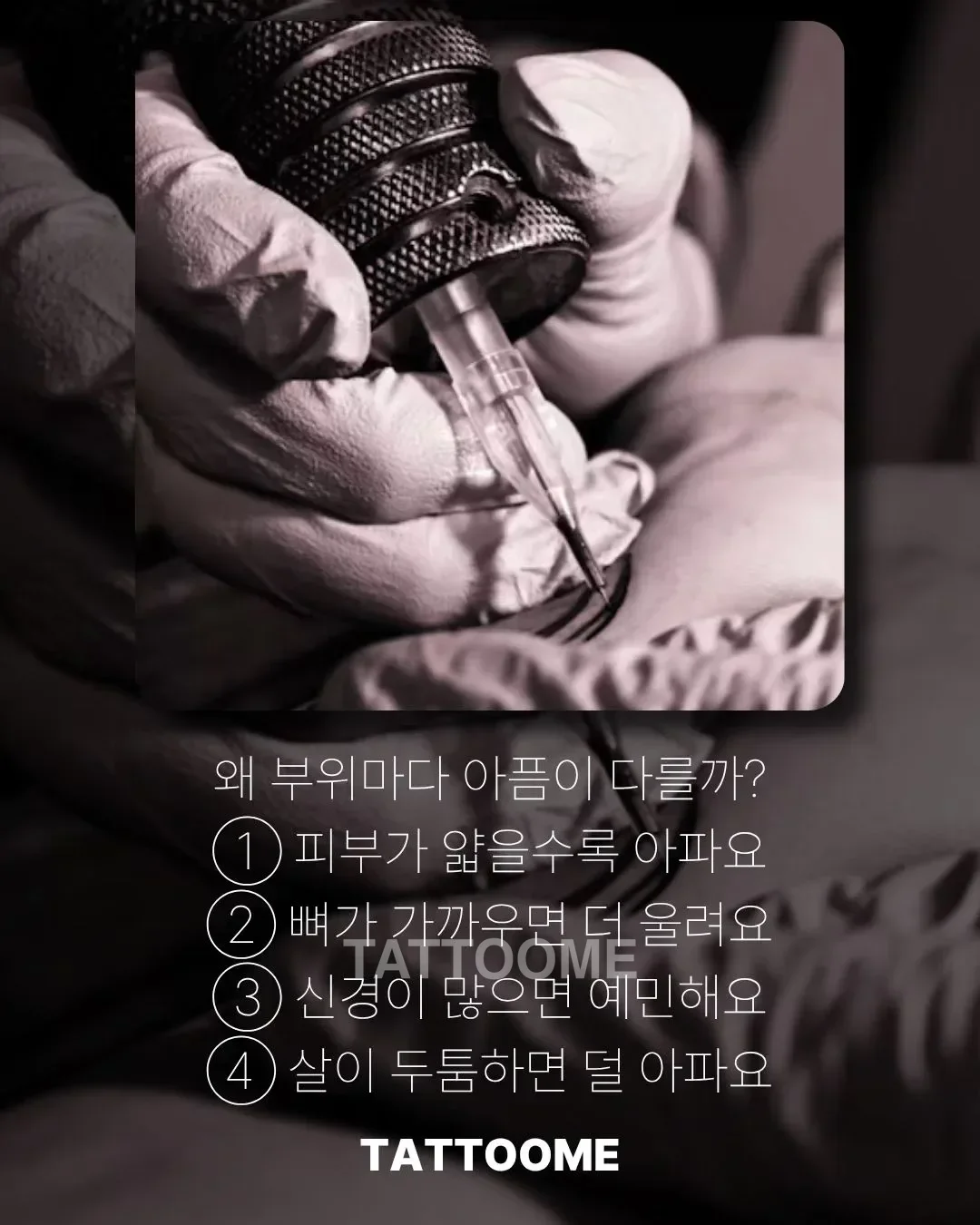 타투 통증에 영향을 주는 4가지 요인 (피부 두께, 뼈 거리, 신경, 근육)