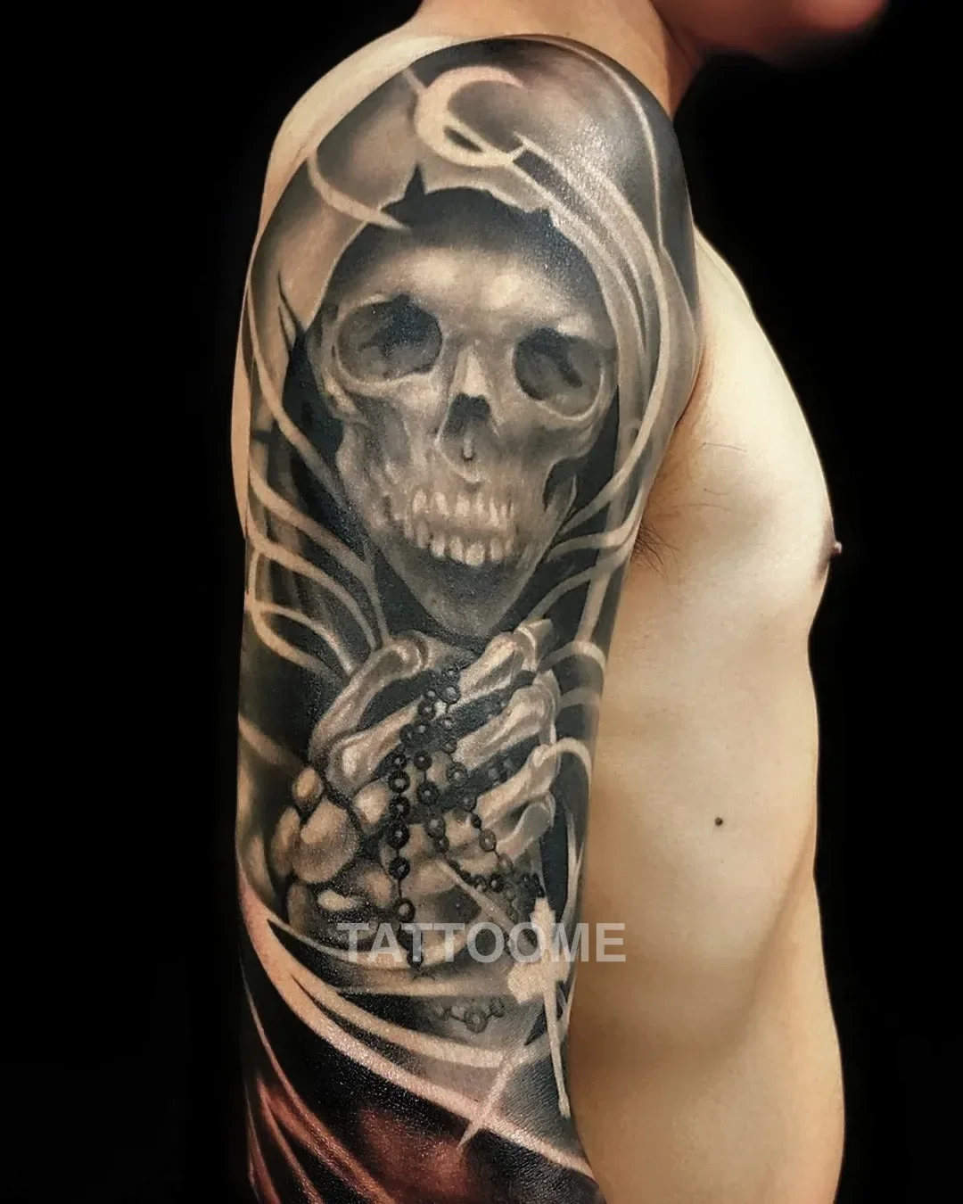 블랙앤그레이 반팔 스컬 - _elletattoo_ 8