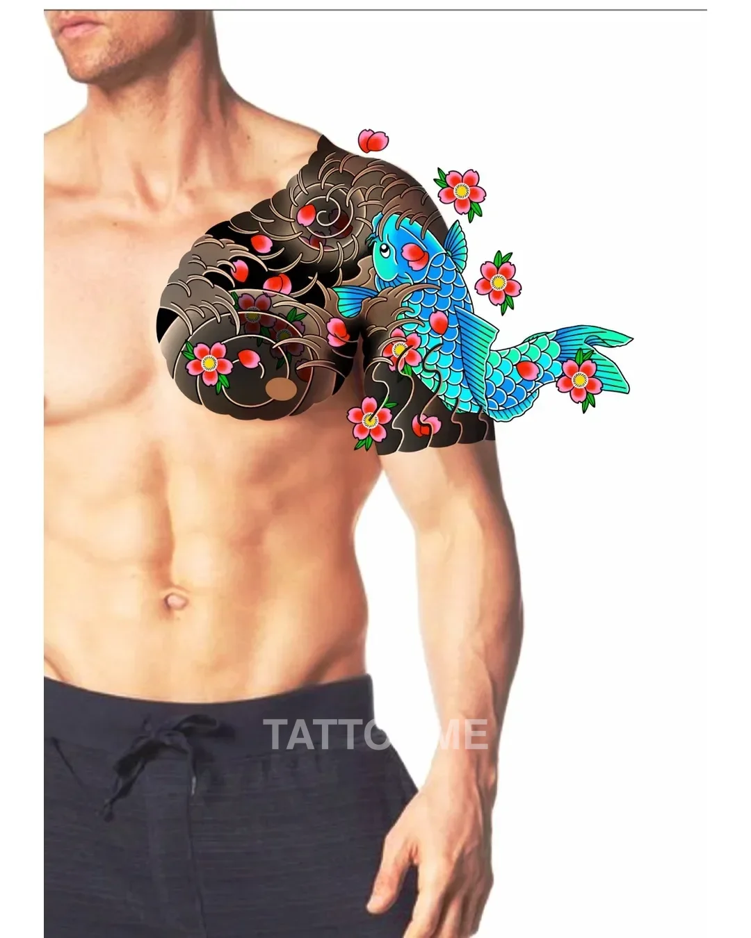 이레즈미 도안 잉어 풀컬러 가슴반팔 - tattooist_yuye